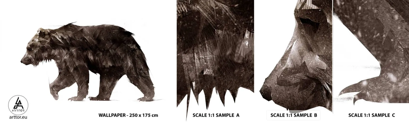 Fotobehang Monster Zelfklevend Deluxe Sticker - Ik draag altijd echt bontjasje! - Dieren, Beer, Abstractie - 100x30 cm