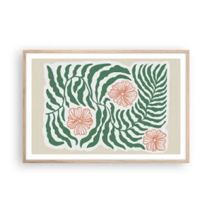 Een poster in een licht eiken lijst - Bloeiend in het groen - 91x61 cm