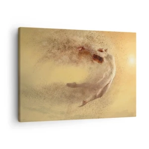 Schilderen op canvas - Een figuur in dynamische beweging met een desintegratie-effect - 70x50cm - In dansende extase - Moderne wanddecoratie voor woonkamer en slaapkamer ARTTOR