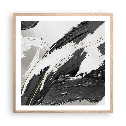Een poster in een licht eiken lijst - Abstractie op grote schaal - 60x60 cm