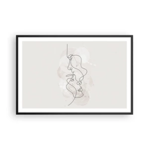Poster in een zwarte lijst - Verstrikt in een omhelzing - 91x61 cm