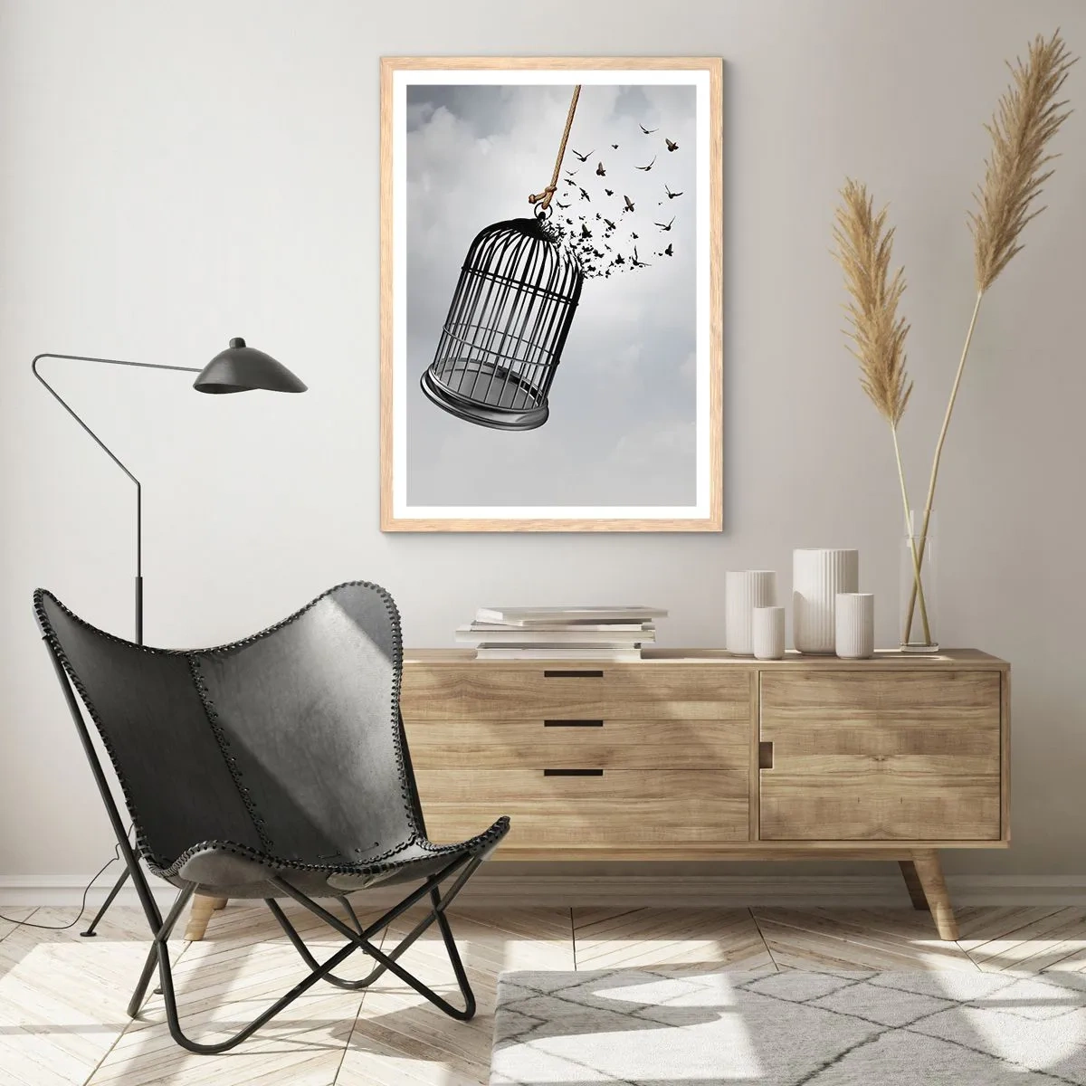 Een poster in een licht eiken lijst - Geloof ... Hoop ... Vrijheid! - 50x70 cm