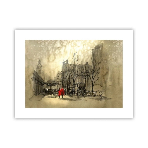 Poster - Een date in de Londense mist - 40x30 cm