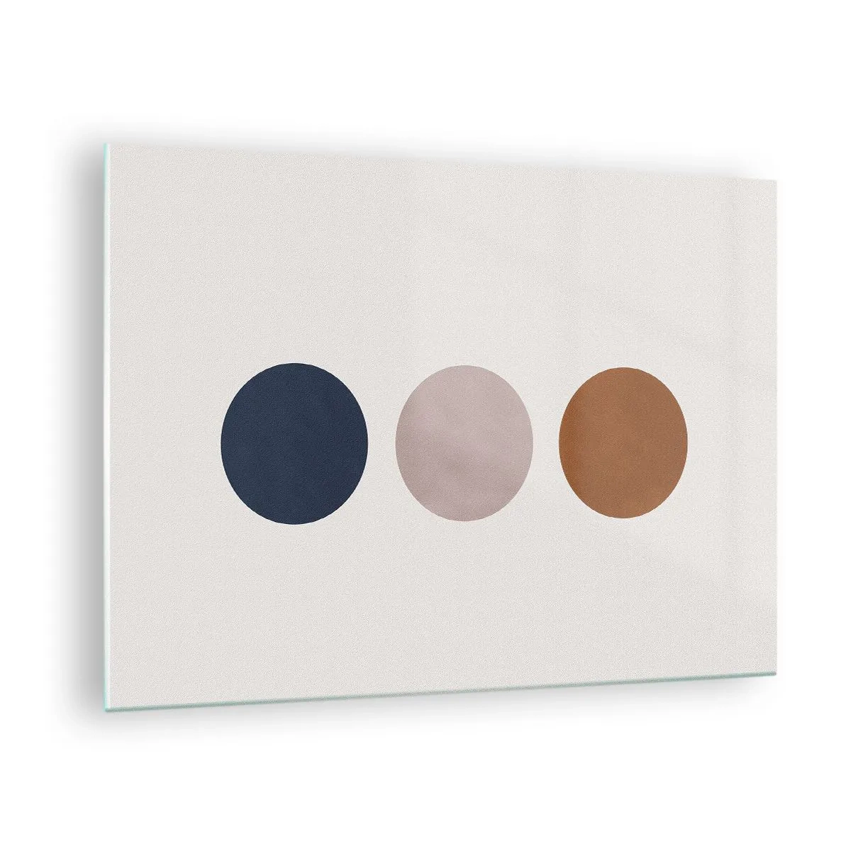 Schilderen op glas - Een minimalistische compositie van drie kleurrijke cirkels - 70x50cm - Een symbool van uitmuntendheid - Moderne wanddecoratie voor woonkamer en slaapkamer ARTTOR