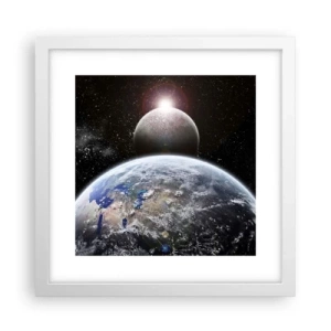 Poster in een witte lijst - Kosmisch landschap - zonsopgang - 30x30 cm