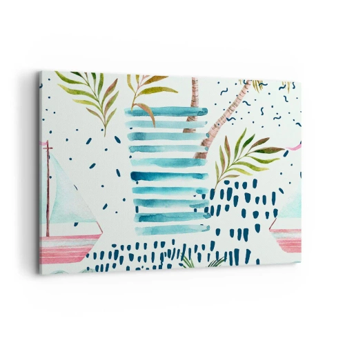 Schilderen op canvas - Vakantie onder palmbomen - 120x80 cm