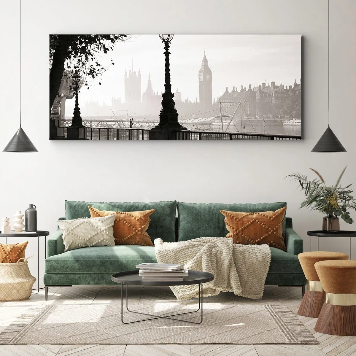 Schilderen op canvas - Ochtend in Londen - 100x40 cm
