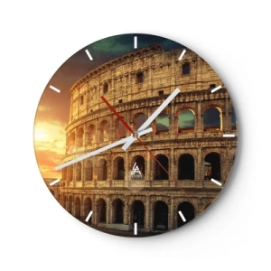 Wandklok - Klok - Het Colosseum in Rome bij zonsondergang - 30x30cm - Een kolossale indruk - Moderne wanddecoratie voor woonkamer, keuken en slaapkamer ARTTOR
