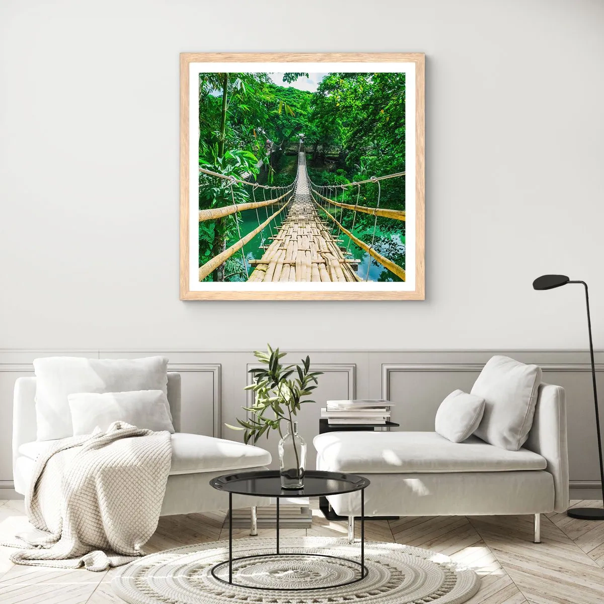 Een poster in een licht eiken lijst - Apenbrug over de green - 30x30 cm