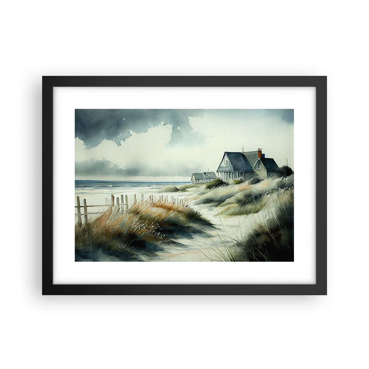 Poster in een zwarte lijst - Weg van de drukte - 40x30 cm