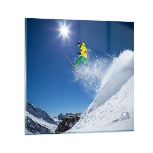 Schilderen op glas - Dansend met de bergen - 50x50 cm