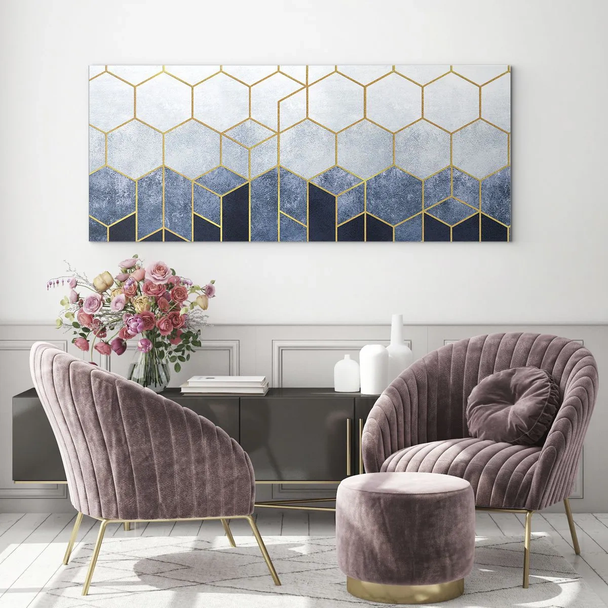 Schilderen op glas - Compositie in een gesyncopeerd ritme - 120x50 cm