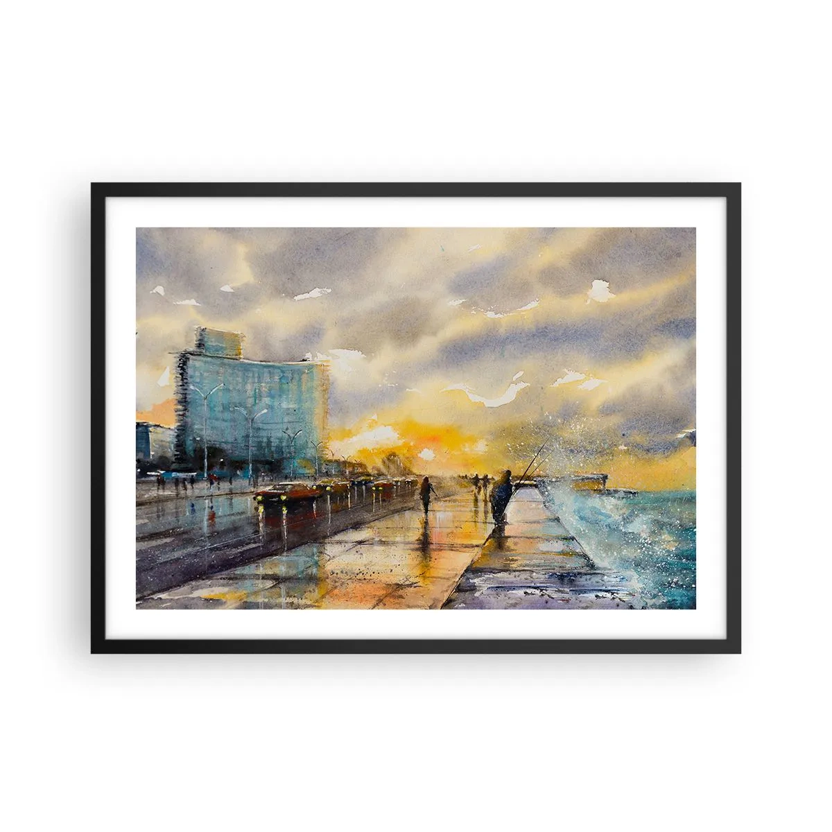 Poster in een zwarte lijst - Het leven aan de oever - 70x50 cm