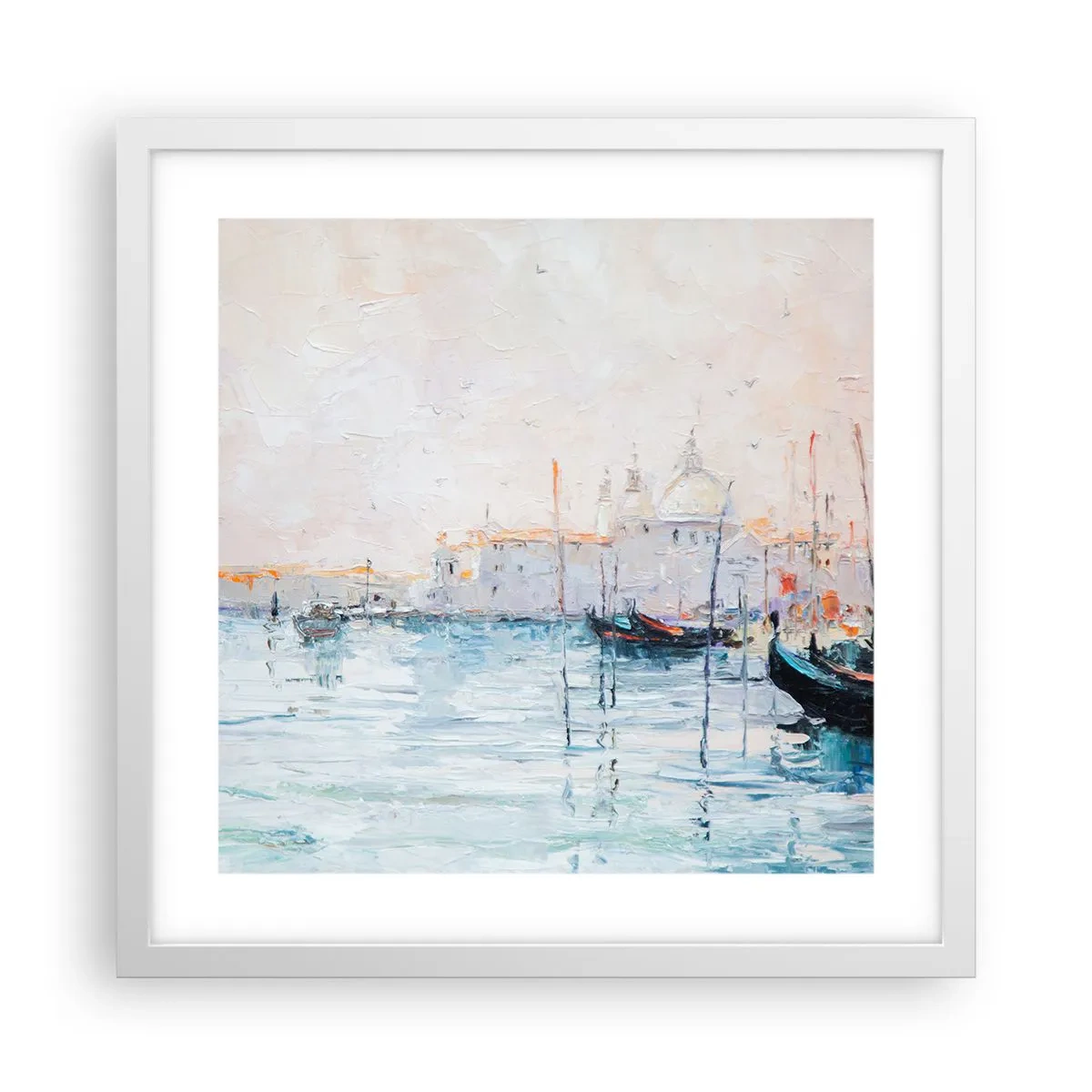 Poster in een witte lijst - Achter het water, achter de mist - 40x40 cm