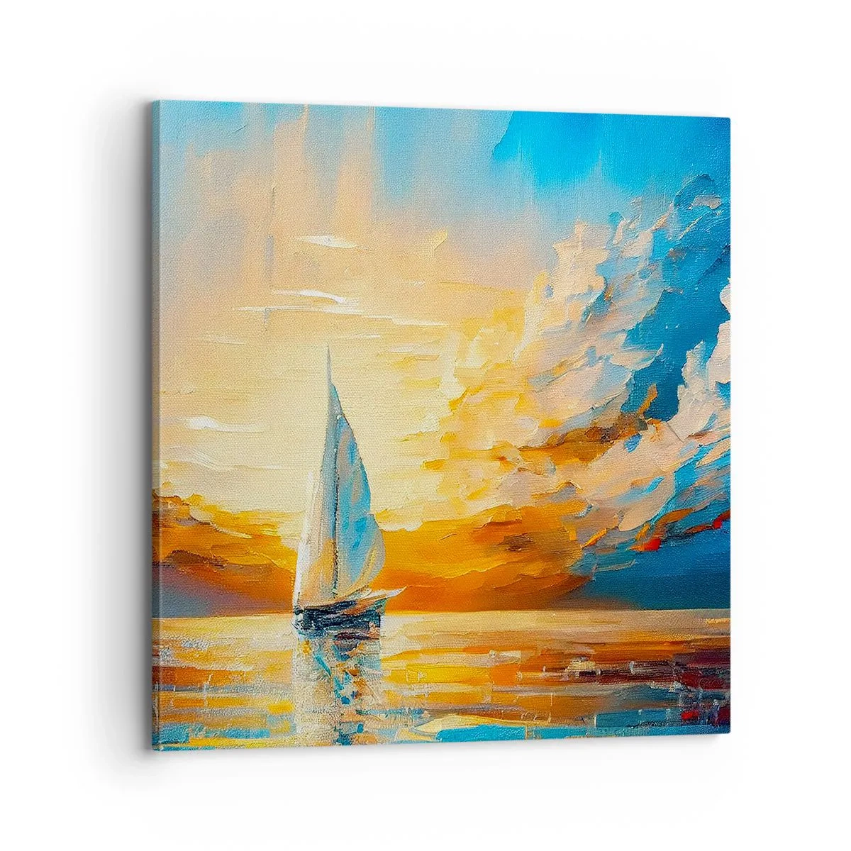 Schilderen op canvas - Zeilen in goud - 70x70 cm