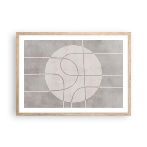 Een poster in een licht eiken lijst - Rond en rechtdoor - 70x50 cm