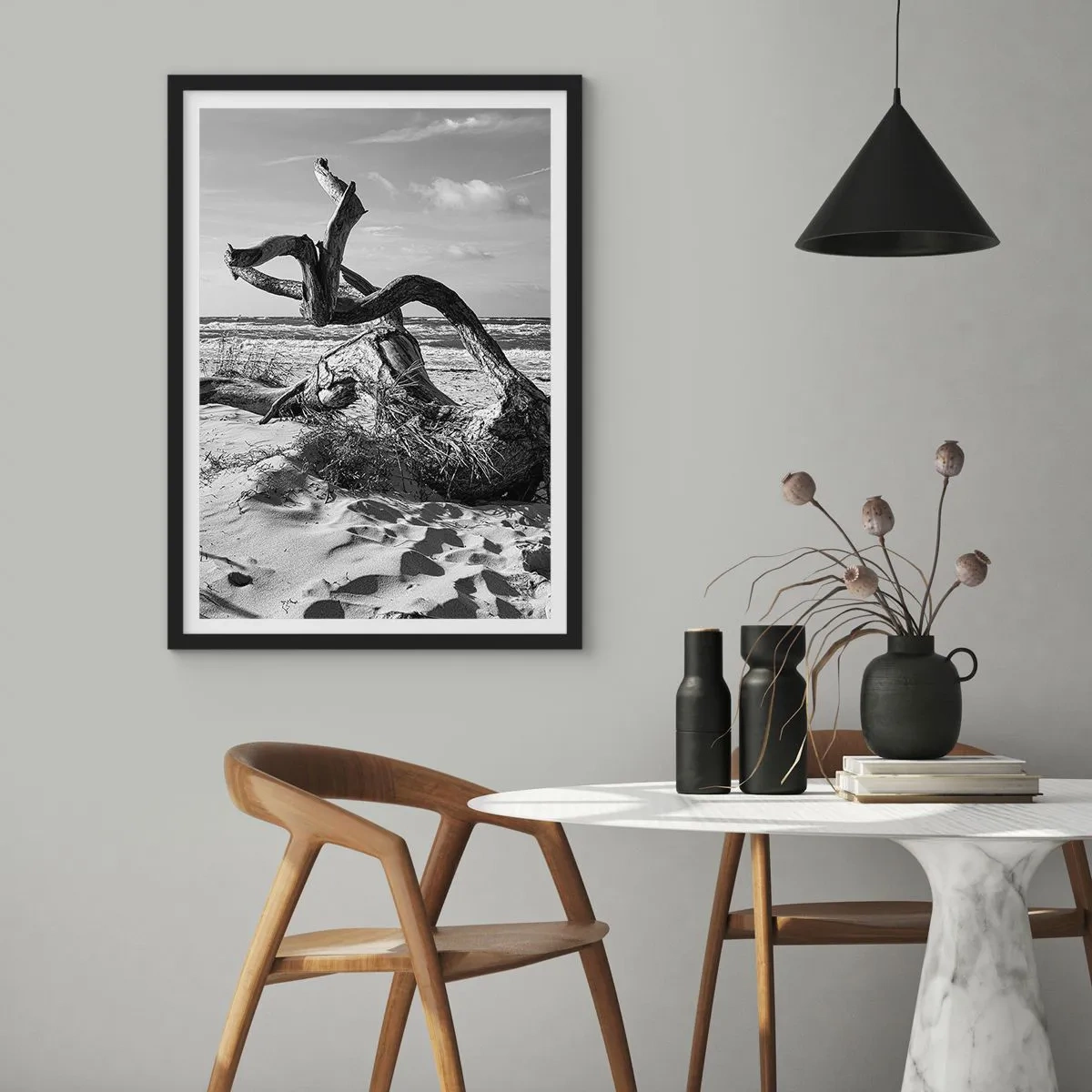 Poster in een zwarte lijst - Zee sculptuur - 30x40 cm