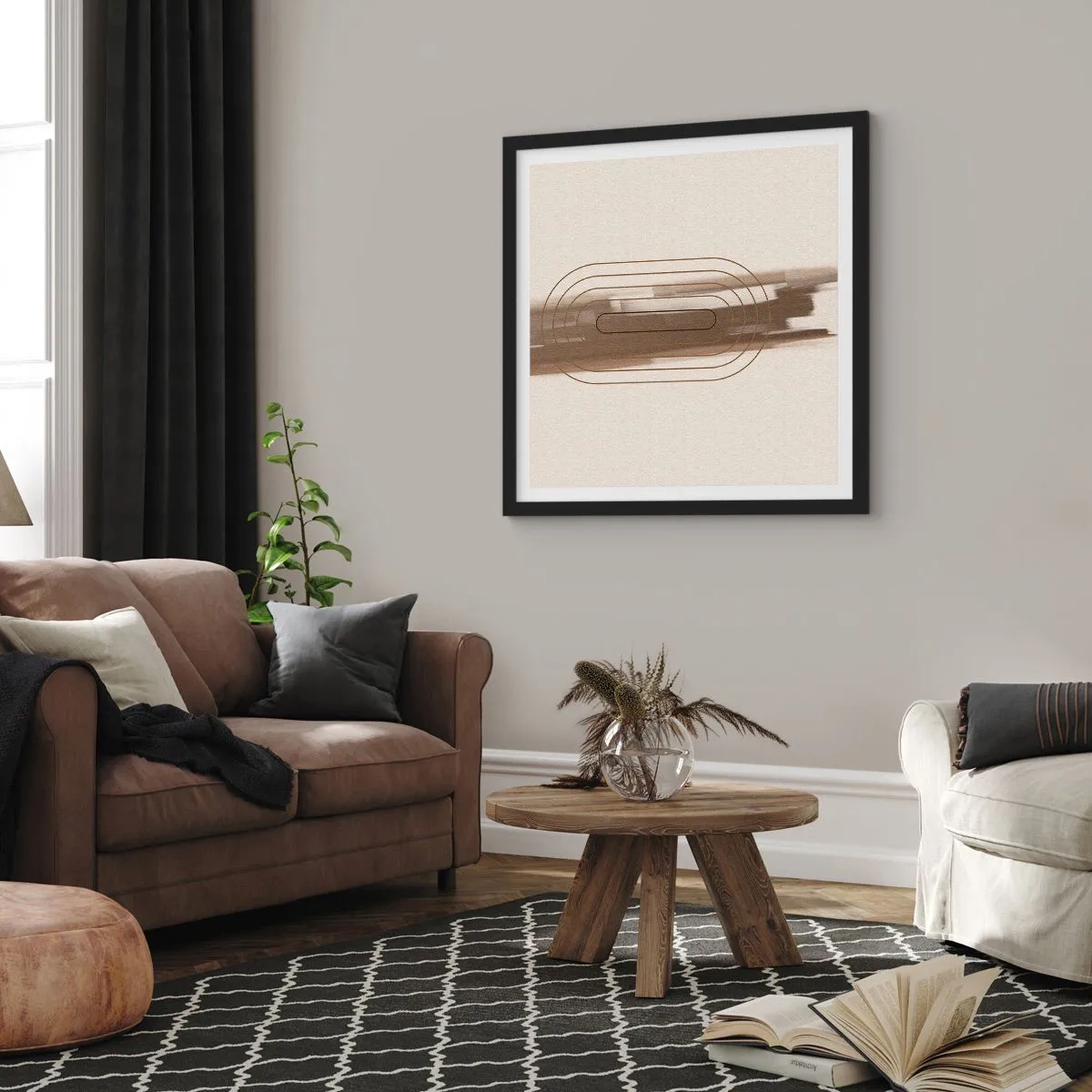 Poster in een zwarte lijst - Een briesje grijs - 50x50 cm