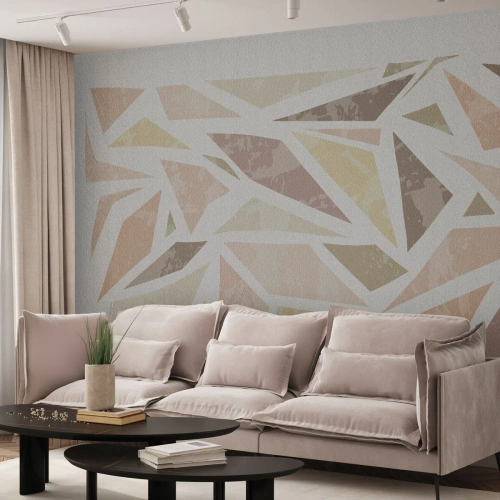 Fotobehang Premium Sand - Gebrandschilderd glas compositie - Minimalisme, Pastel, Boho - 150x105 cm