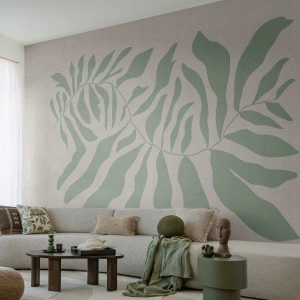 Zelfklevend Fotobehang Deluxe Sticker - Smaragdgroene tak - Boho, Plant, Botanisch - 350x256 cm
