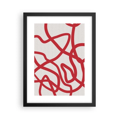 Poster in een zwarte lijst - Rood op wit - 30x40 cm