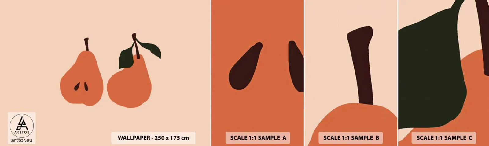 Fotobehang Staaltje Standard Eco - Zoetheid zelf - Peer, Fruit, Minimalistisch - 100x30 cm