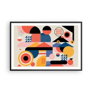 Poster in een zwarte lijst - Compositie: speel rond - 91x61 cm