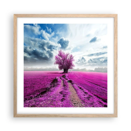 Een poster in een licht eiken lijst - Heide - heilige plek - 50x50 cm