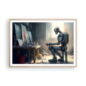 Een poster in een licht eiken lijst - De scheppingsdaad - 100x70 cm