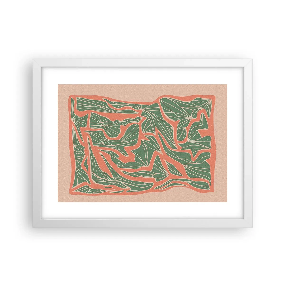 Poster in een witte lijst - De strijd tussen koraal en groen - 40x30 cm