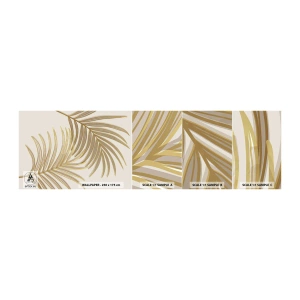 Fotobehang Monster Zelfklevend Deluxe Sticker - Gouden Palm! - Abstractie, Palmblad, Grafisch - 100x30 cm