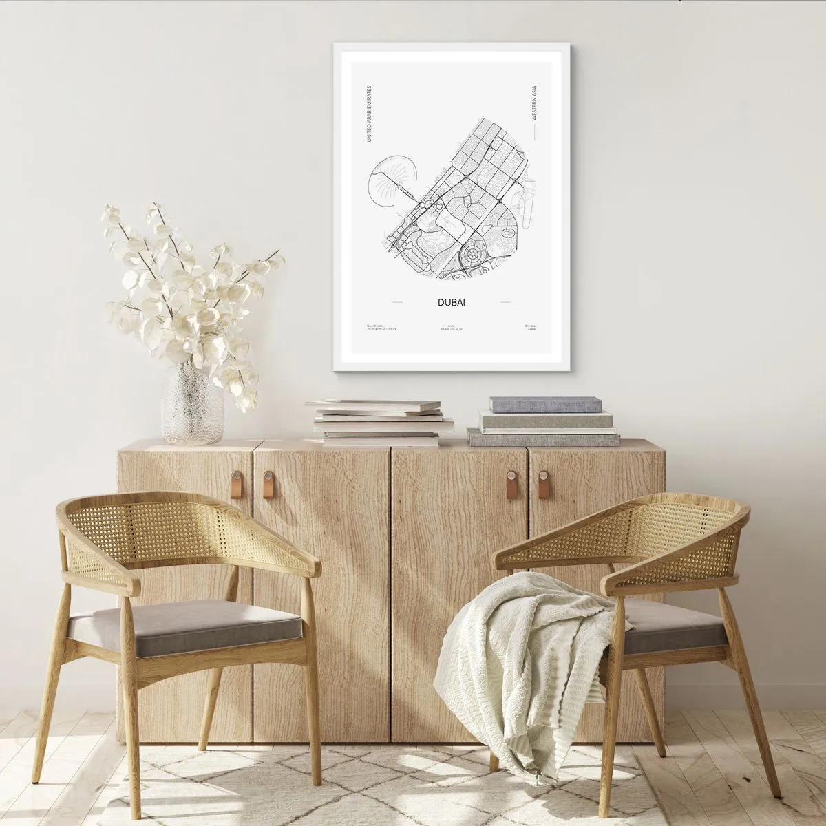 Poster in een witte lijst - Anatomie van Dubai - 50x70 cm