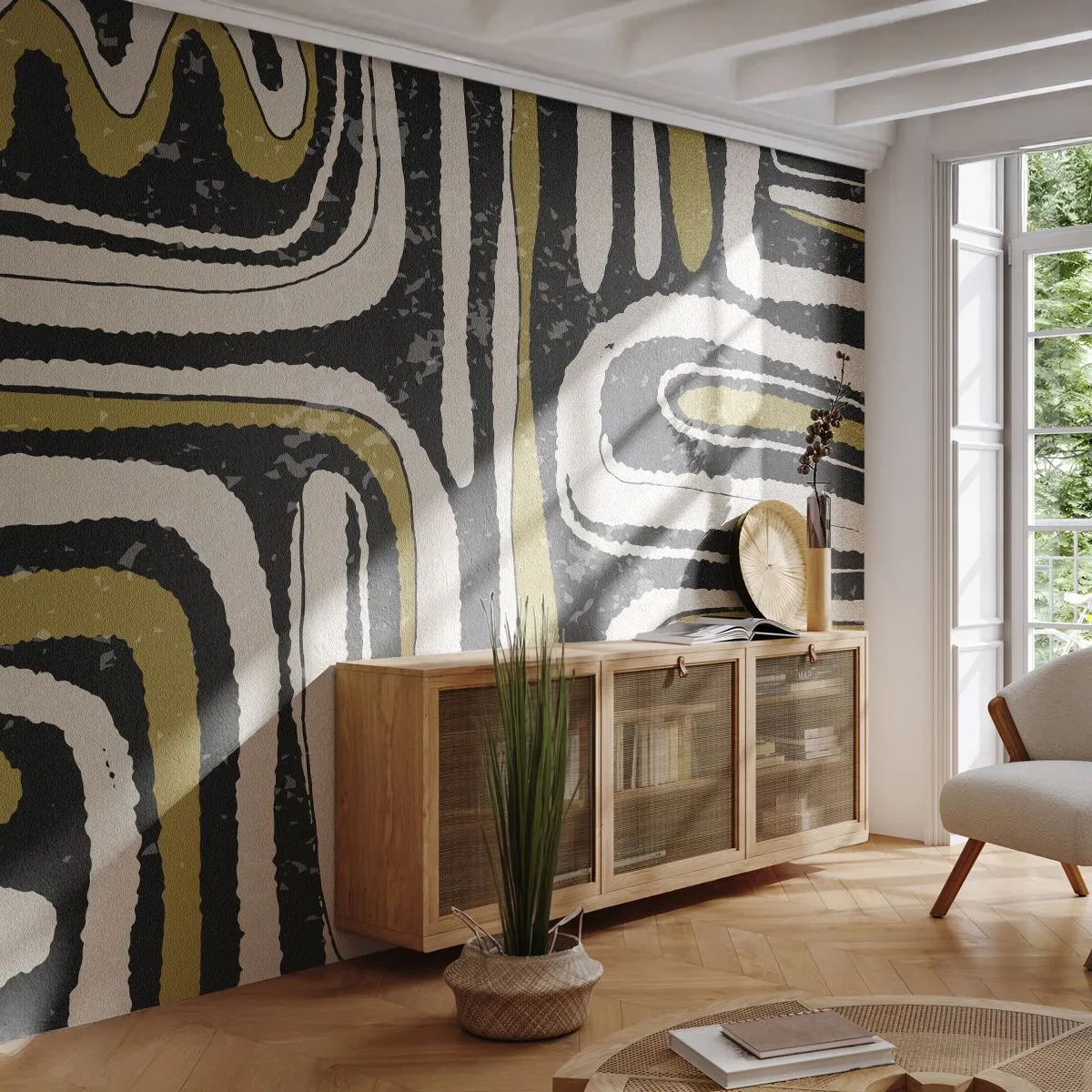 Fotobehang Standard Eco - Compositie: wegen en steegjes - Op leeftijd, Abstractie, Deel - 500x350 cm