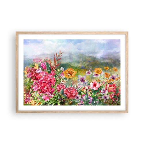 Een poster in een licht eiken lijst - Een tuin die gek is geworden - 70x50 cm