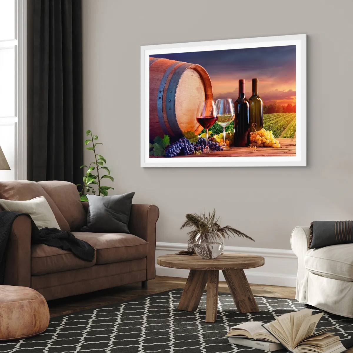 Poster in een witte lijst - Het leven smaakt hier - 91x61 cm