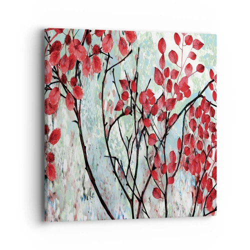 Schilderen op canvas - Boom in scharlaken - 40x40 cm