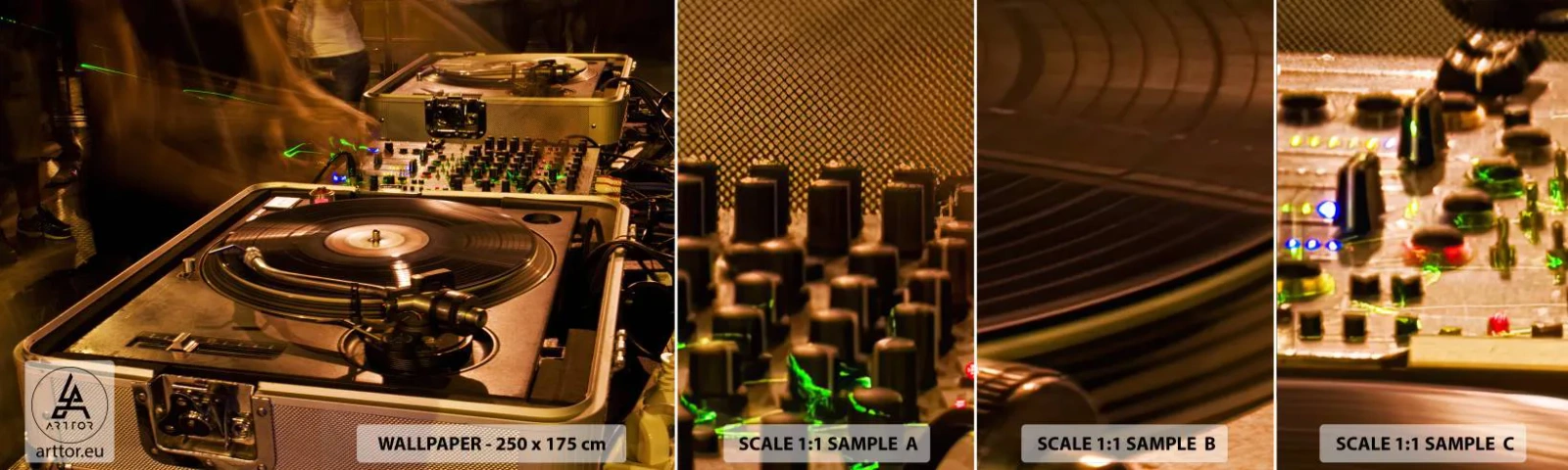 Fotobehang Staaltje Standard Eco - Voel je de kracht? - Muziek, DJ, Vinyl - 100x30 cm