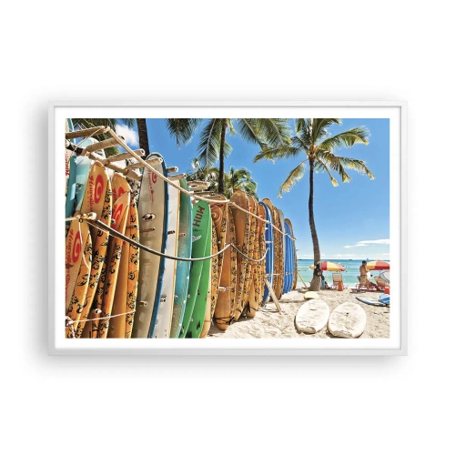 Poster in een witte lijst - Zonnig plezier - 100x70 cm