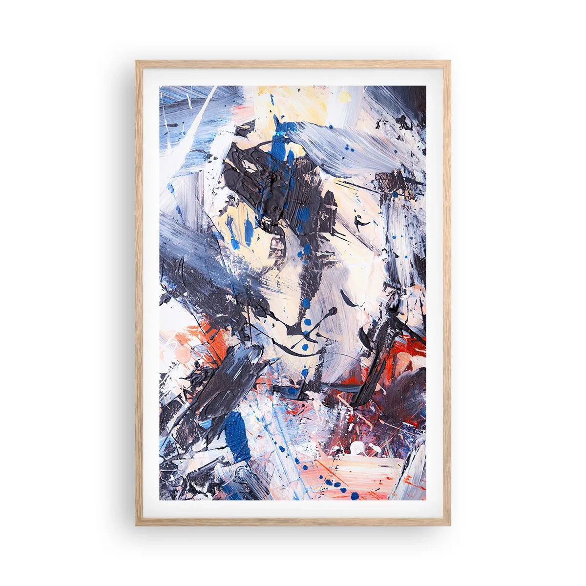 Een poster in een licht eiken lijst - Gekke dans van abstractie - 61x91 cm