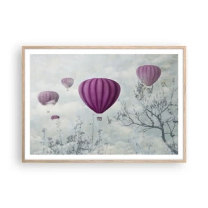 Een poster in een licht eiken lijst - Als schepen in de lucht - 100x70 cm