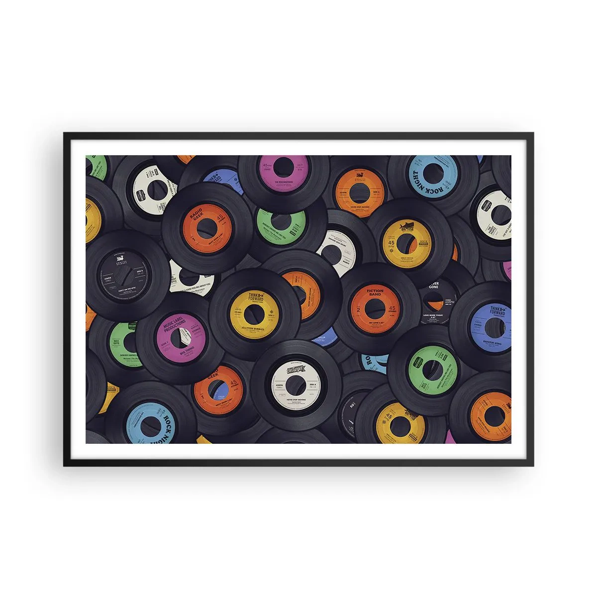 Poster in een zwarte lijst - De kleuren van de klassiekers - 100x70 cm