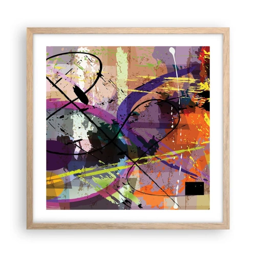 Een poster in een licht eiken lijst - Je kunt rechtdoor of rondom - 50x50 cm