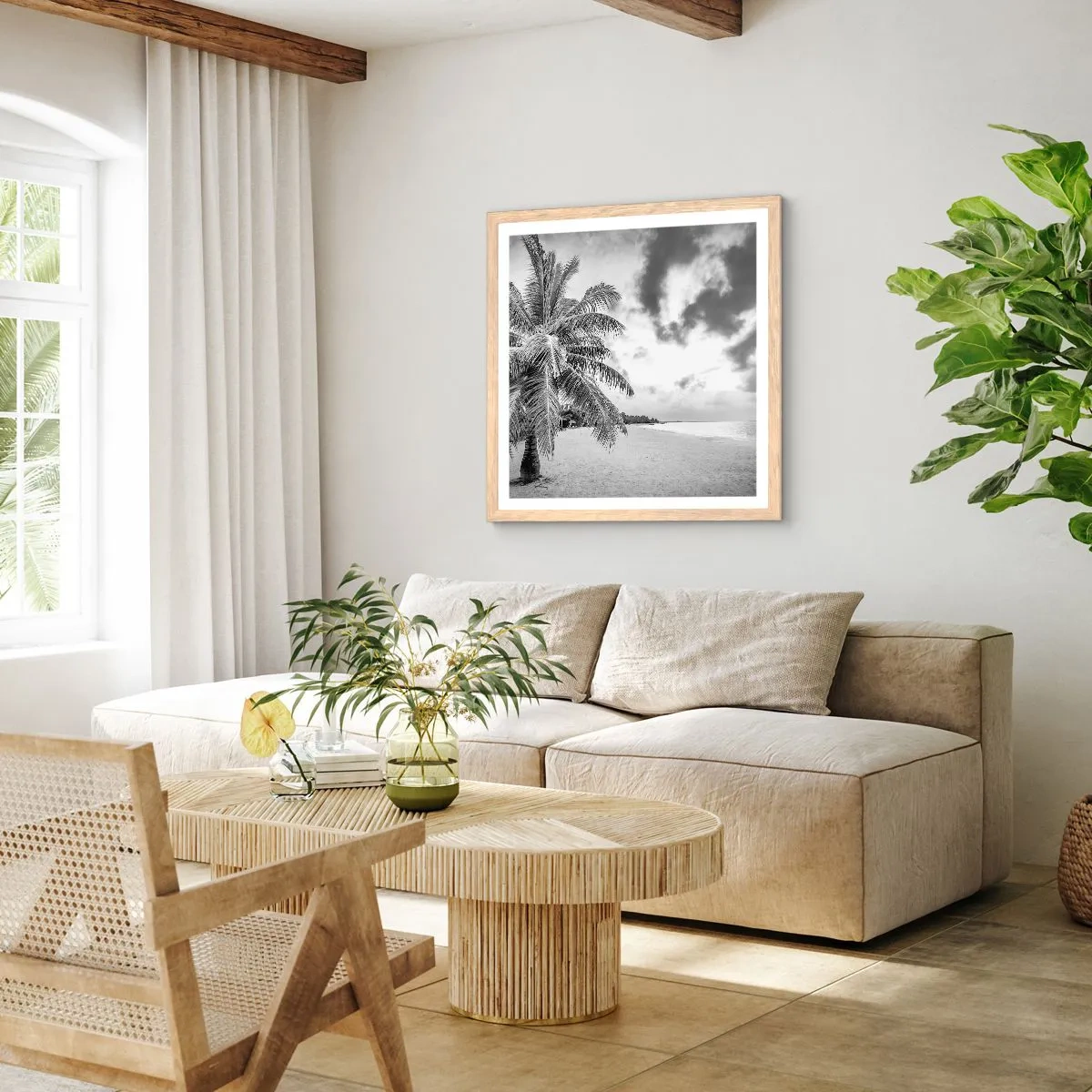 Een poster in een licht eiken lijst - Wanneer je verlangt naar eenzaamheid... - 30x30 cm