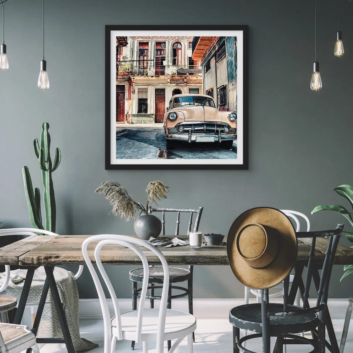 Poster in een zwarte lijst - De siësta in Havana - 50x50 cm