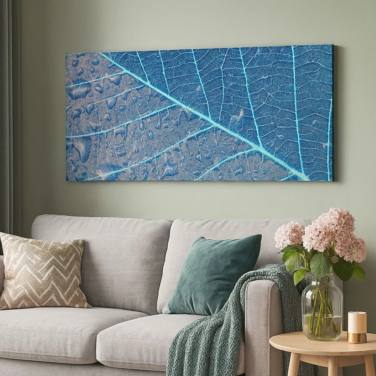 Schilderen op canvas - Leven in blauw - 100x40 cm