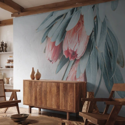 Fotobehang op maat Premium Sand - Schaamt zich voor hun eigen schoonheid - Bloem, Koninklijke Protea, Afrika