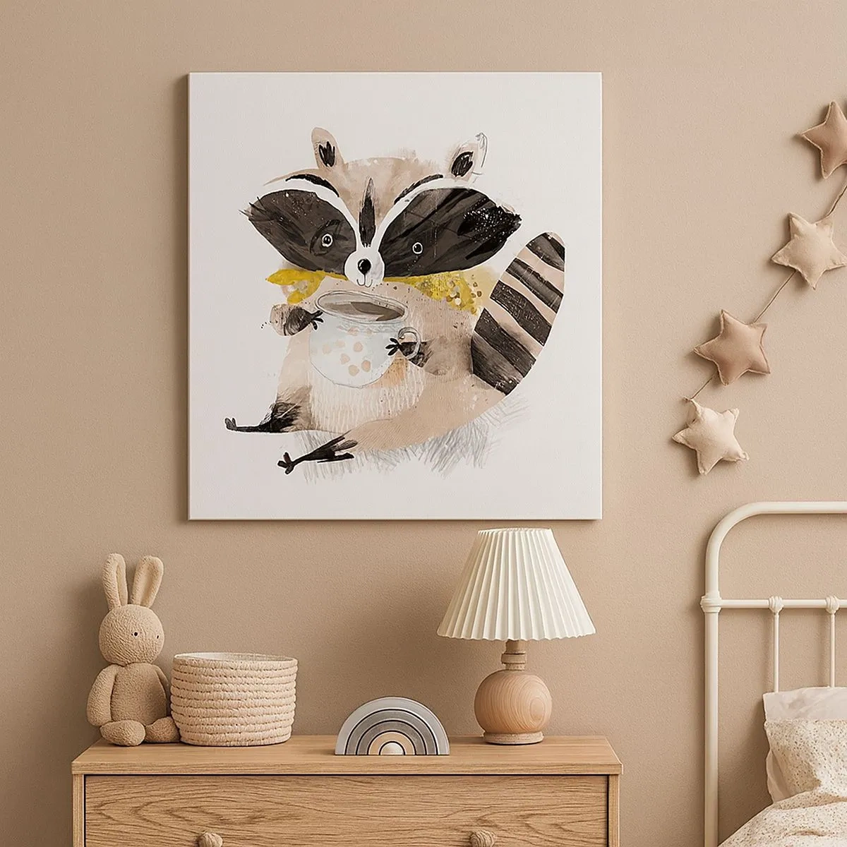 Schilderen op canvas - Mijn vriend de wasbeer - 30x30 cm