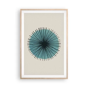 Een poster in een licht eiken lijst - Stralend in het blauw - 61x91 cm