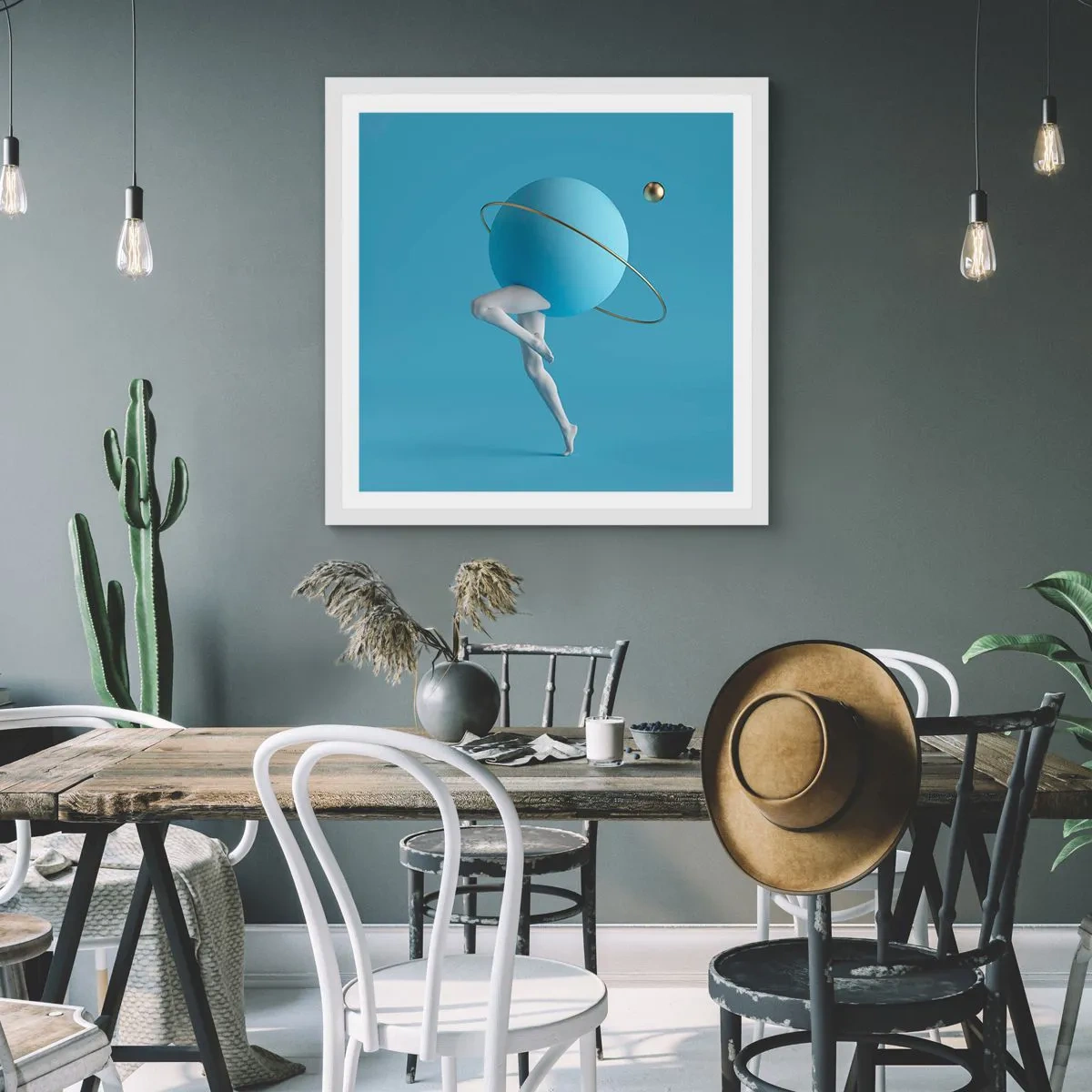 Poster in een witte lijst - En de planeten zijn gek geworden - 50x50 cm