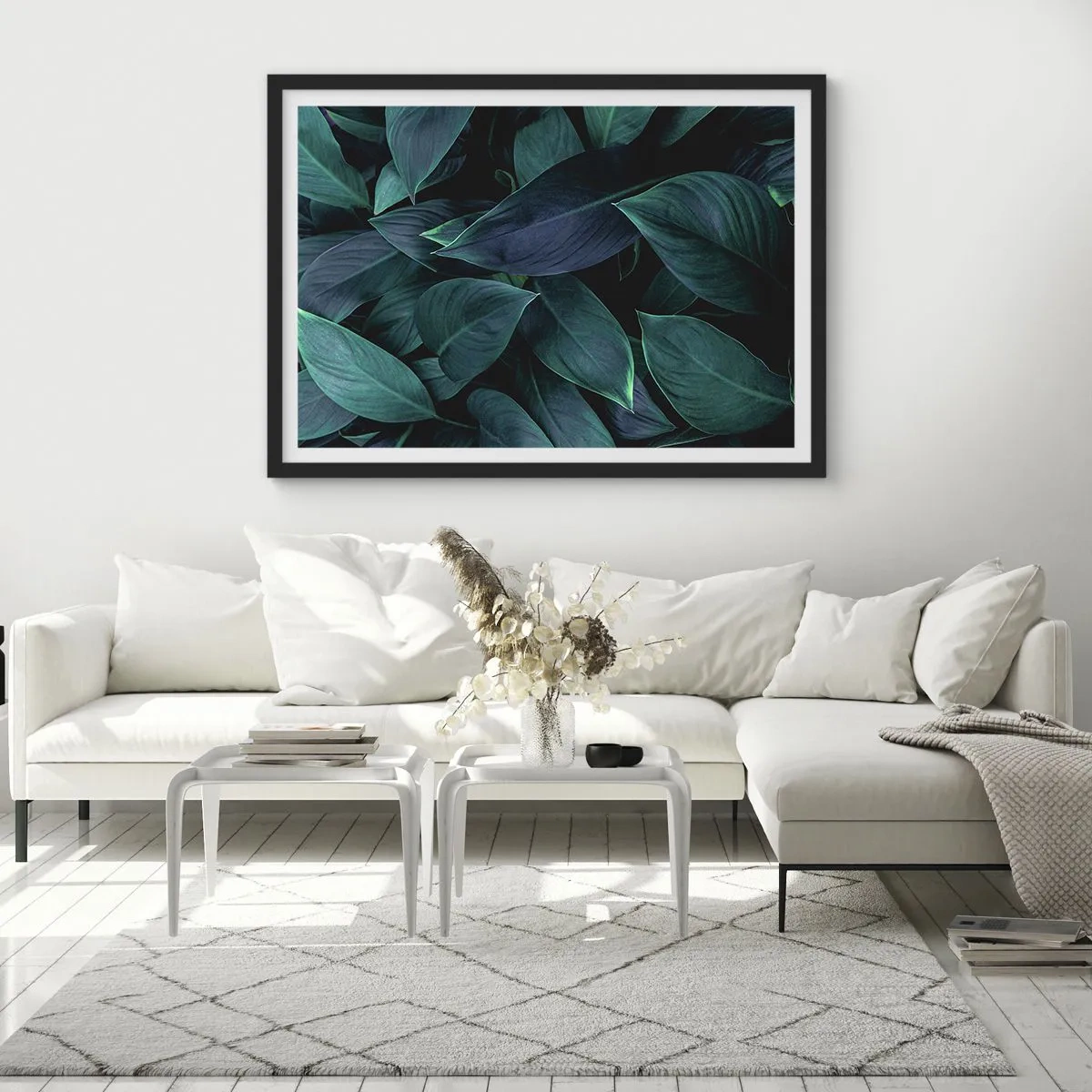 Poster in een zwarte lijst - Groen op zichzelf - 70x50 cm